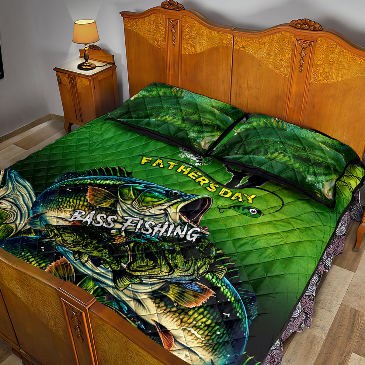 Father's Day Bass Fishing Quilt Bed Set Best Dad Ever - Wonder Print Shop