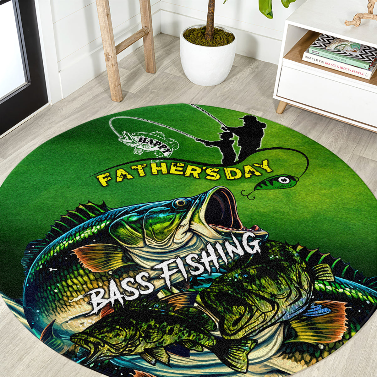 Father's Day Bass Fishing Round Carpet Best Dad Ever