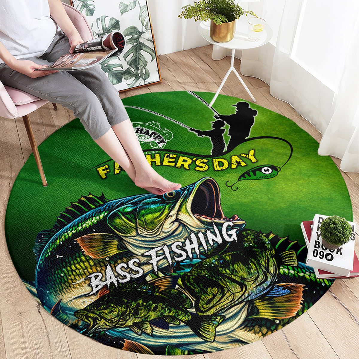 Father's Day Bass Fishing Round Carpet Best Dad Ever