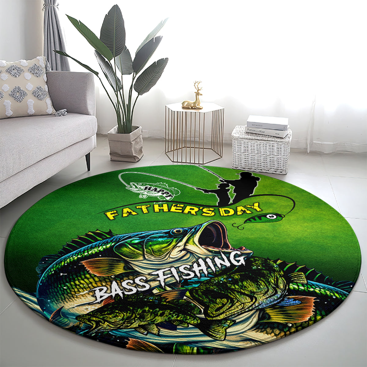 Father's Day Bass Fishing Round Carpet Best Dad Ever