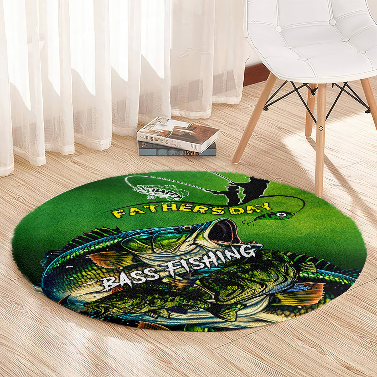 Father's Day Bass Fishing Round Carpet Best Dad Ever