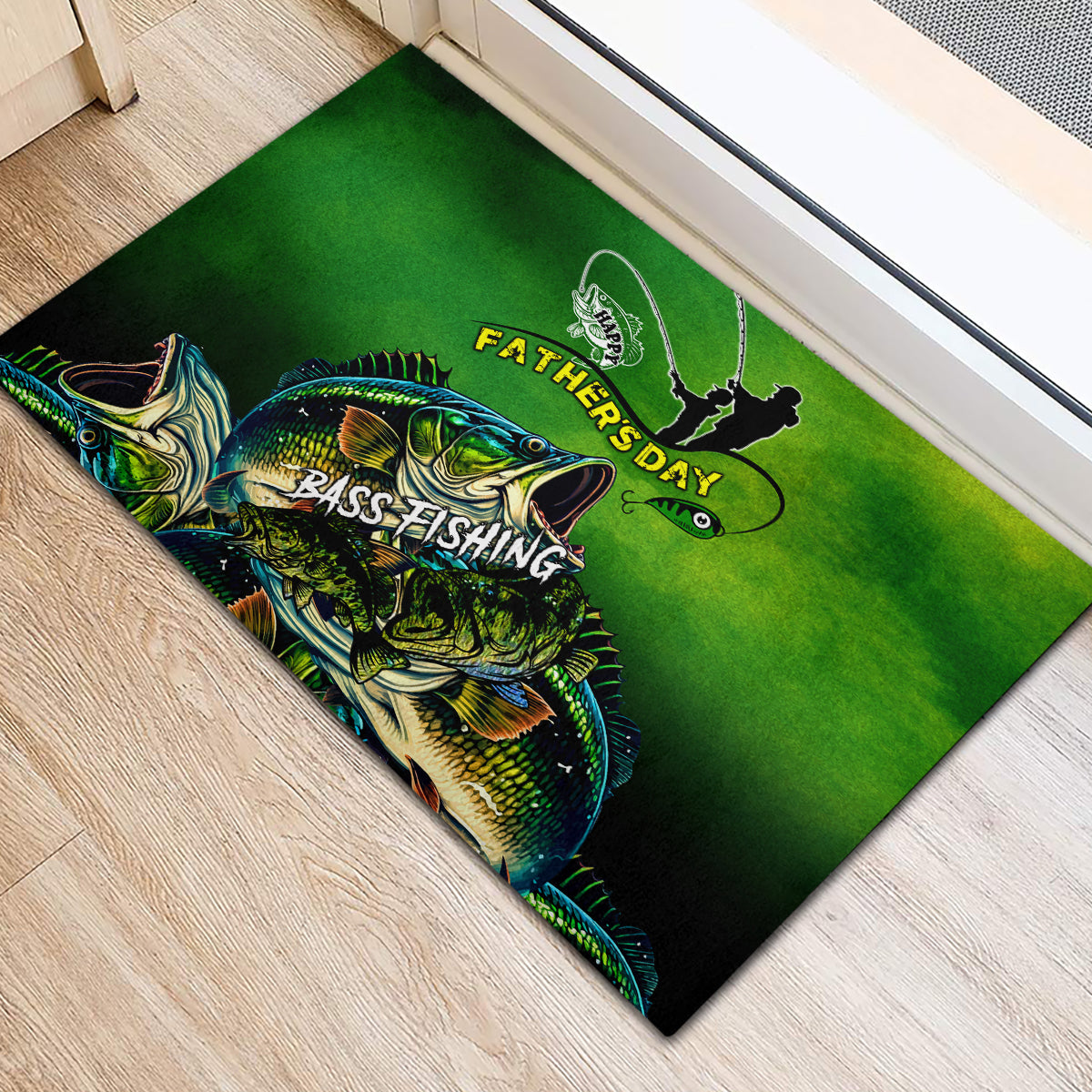 Father's Day Bass Fishing Rubber Doormat Best Dad Ever - Wonder Print Shop