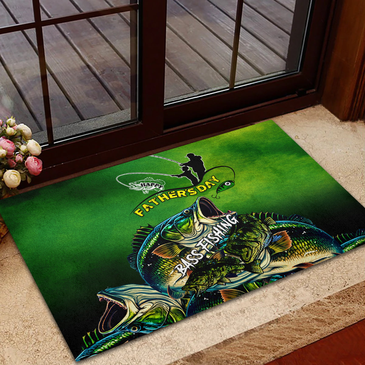 Father's Day Bass Fishing Rubber Doormat Best Dad Ever - Wonder Print Shop