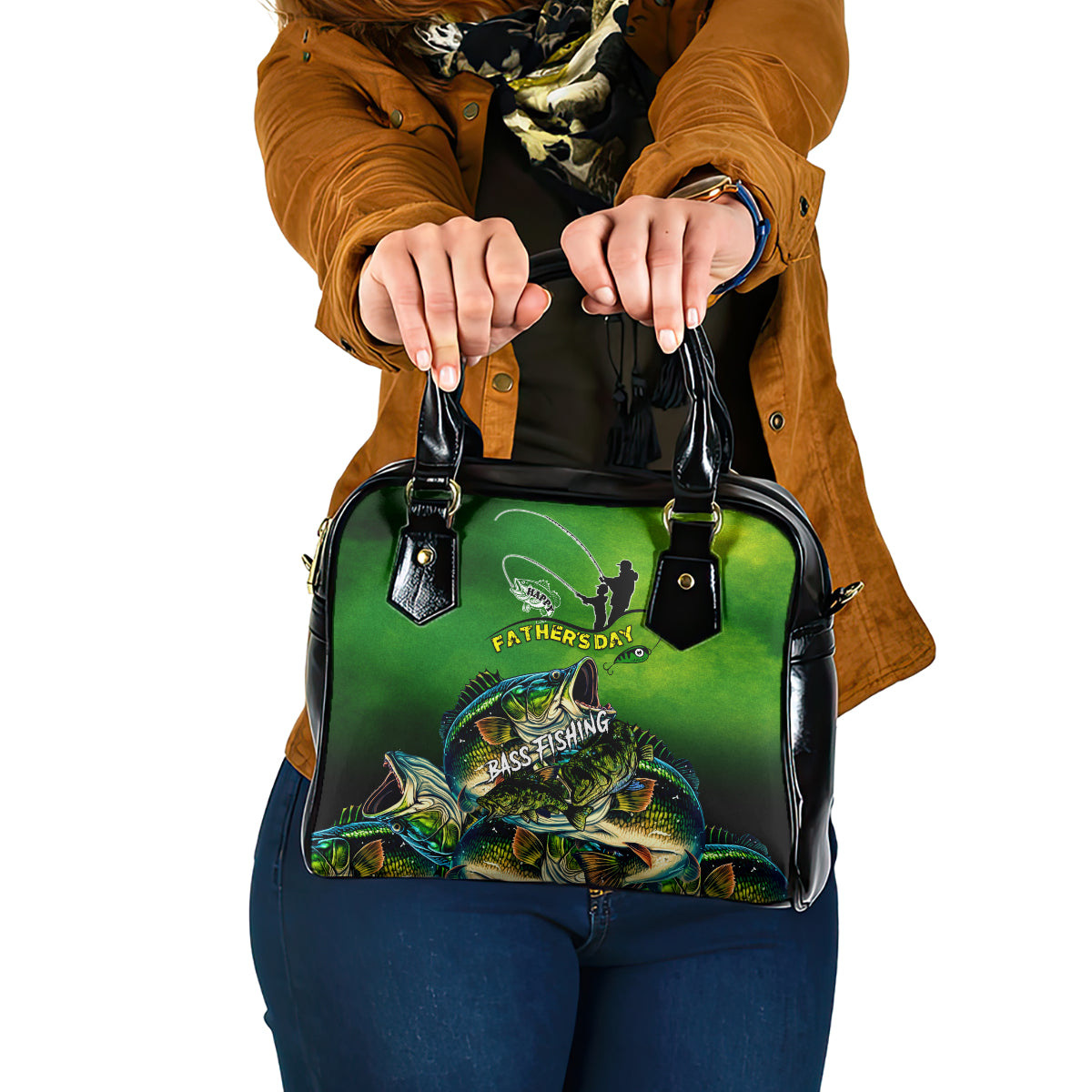 Father's Day Bass Fishing Shoulder Handbag Best Dad Ever