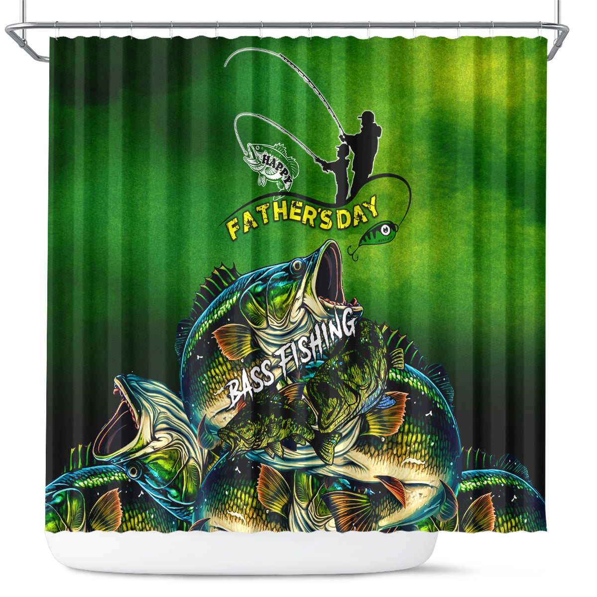 Father's Day Bass Fishing Shower Curtain Best Dad Ever