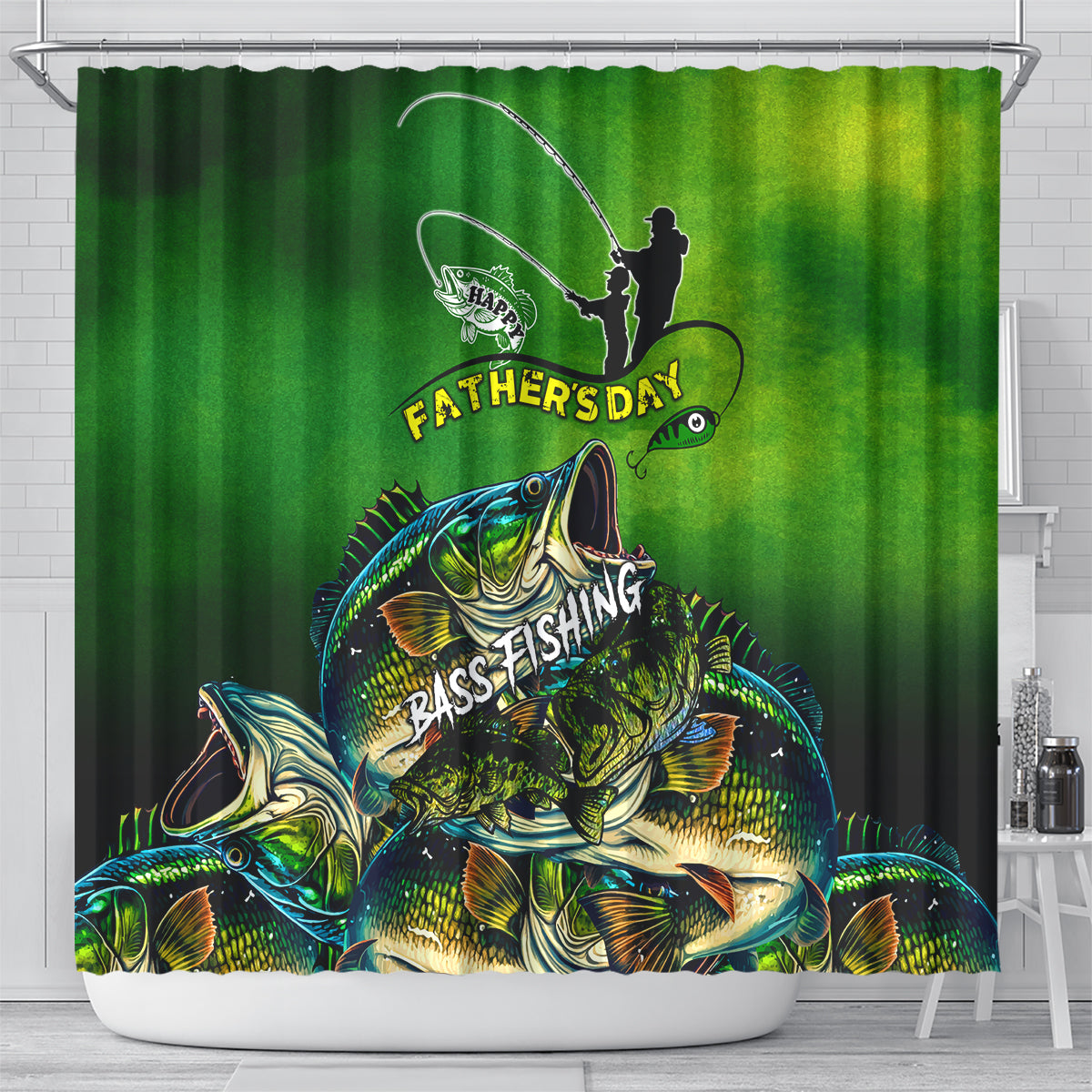 Father's Day Bass Fishing Shower Curtain Best Dad Ever