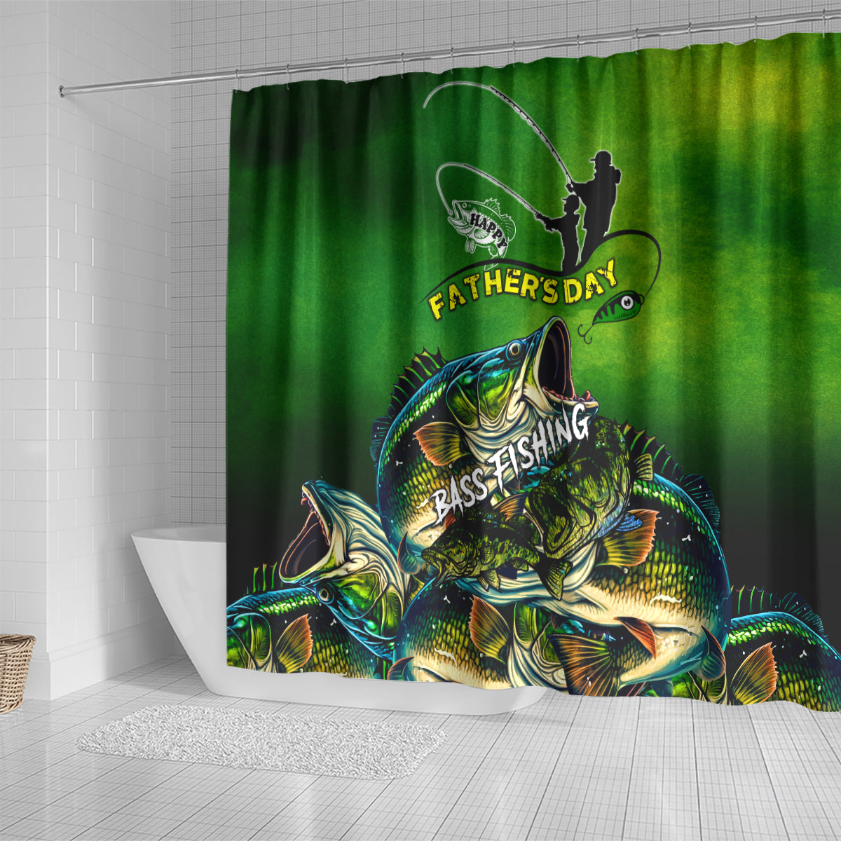 Father's Day Bass Fishing Shower Curtain Best Dad Ever