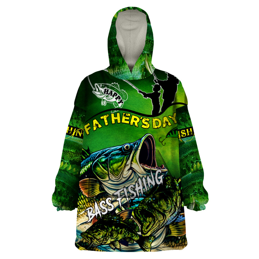 Father's Day Bass Fishing Wearable Blanket Hoodie Best Dad Ever - Wonder Print Shop