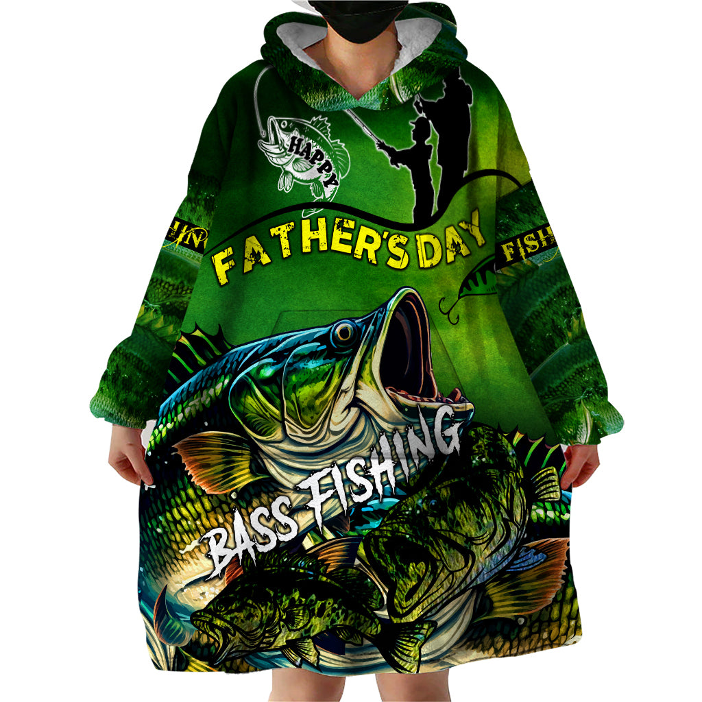 Father's Day Bass Fishing Wearable Blanket Hoodie Best Dad Ever - Wonder Print Shop