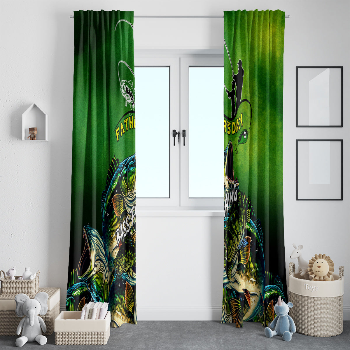 Father's Day Bass Fishing Window Curtain Best Dad Ever - Wonder Print Shop