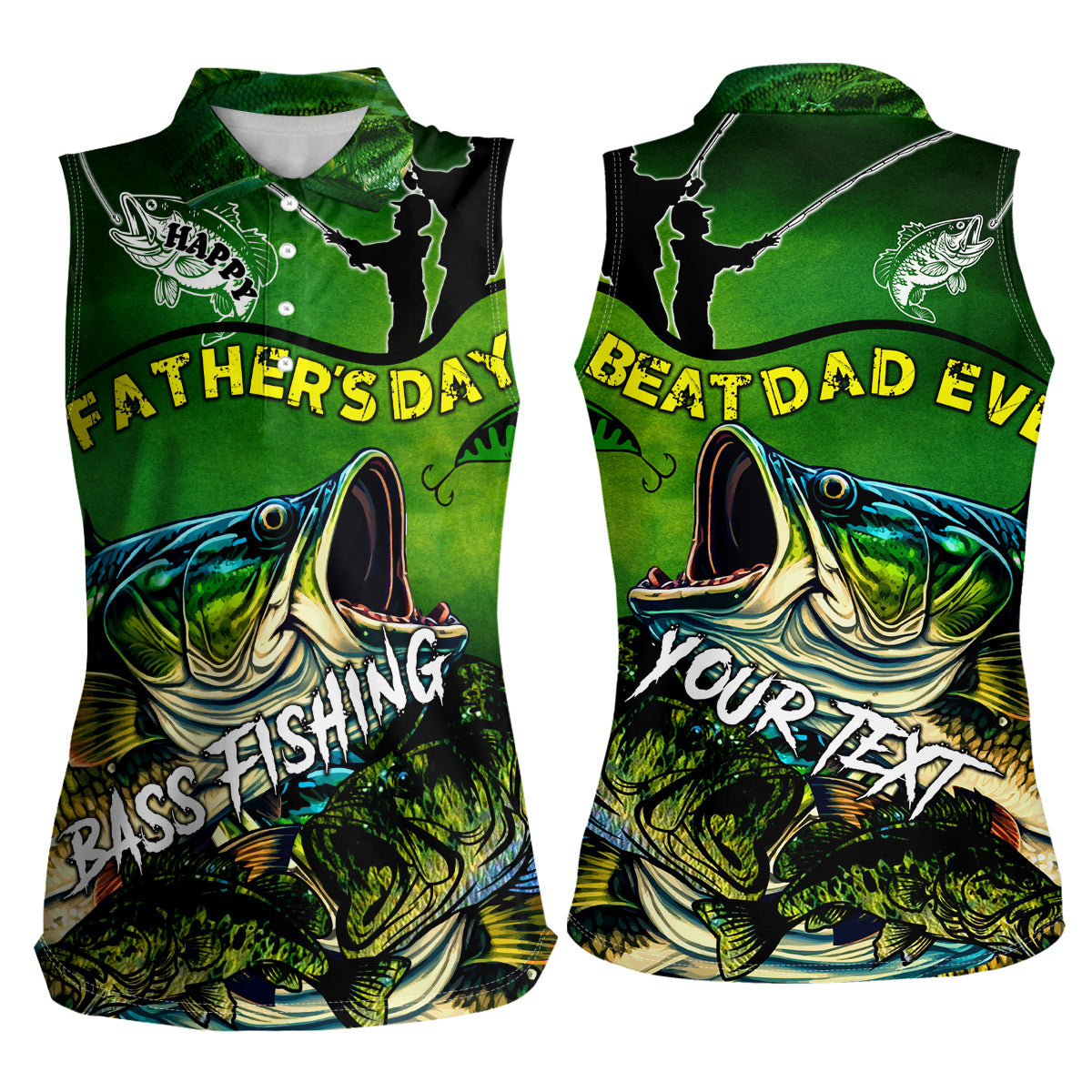 Father's Day Bass Fishing Women Sleeveless Polo Shirt Best Dad Ever - Wonder Print Shop
