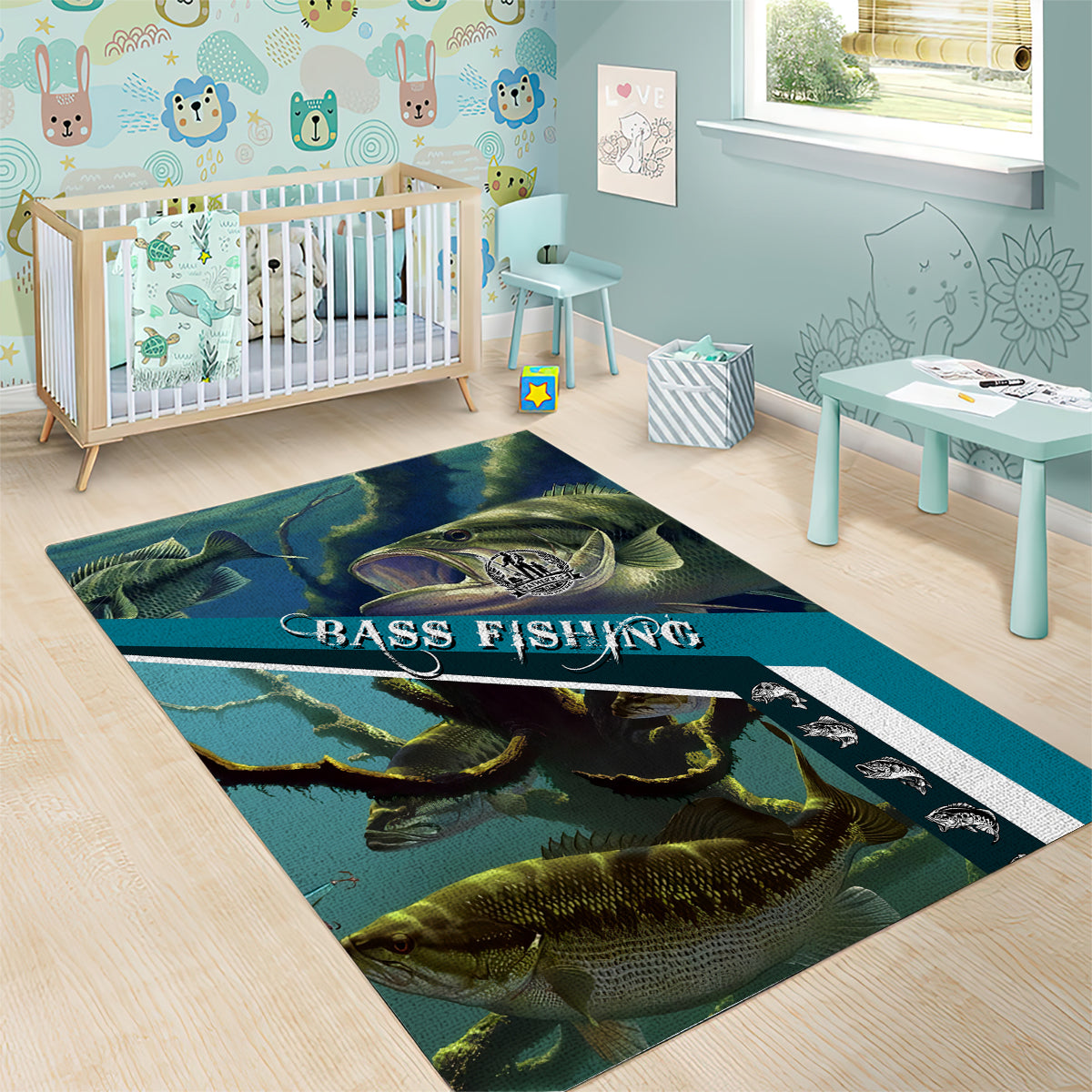 Happy Father's Day Bass Fishing Area Rug Dad and Son - Wonder Print Shop