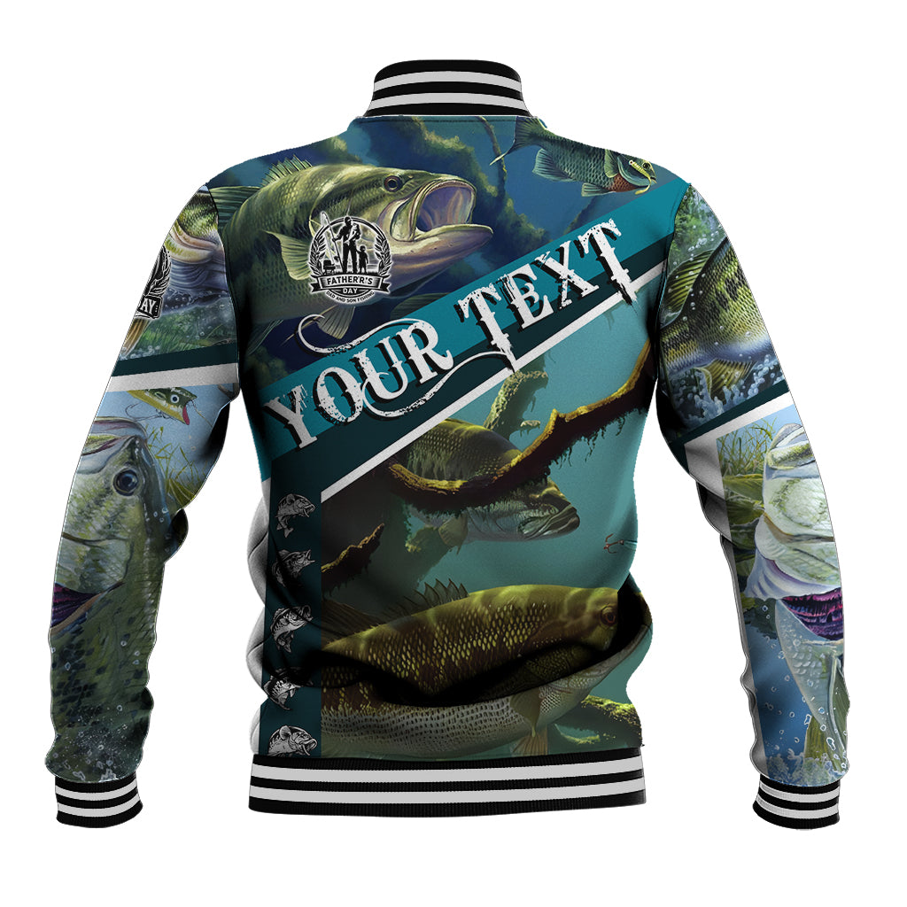 Happy Father's Day Bass Fishing Baseball Jacket Dad and Son - Wonder Print Shop