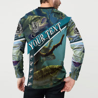 Happy Father's Day Bass Fishing Button Sweatshirt Dad and Son - Wonder Print Shop