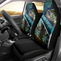 Happy Father's Day Bass Fishing Car Seat Cover Dad and Son - Wonder Print Shop