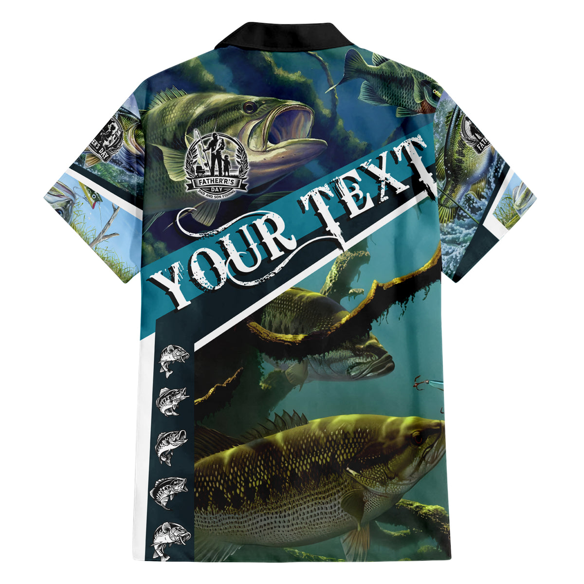 Happy Father's Day Bass Fishing Hawaiian Shirt Dad and Son - Wonder Print Shop