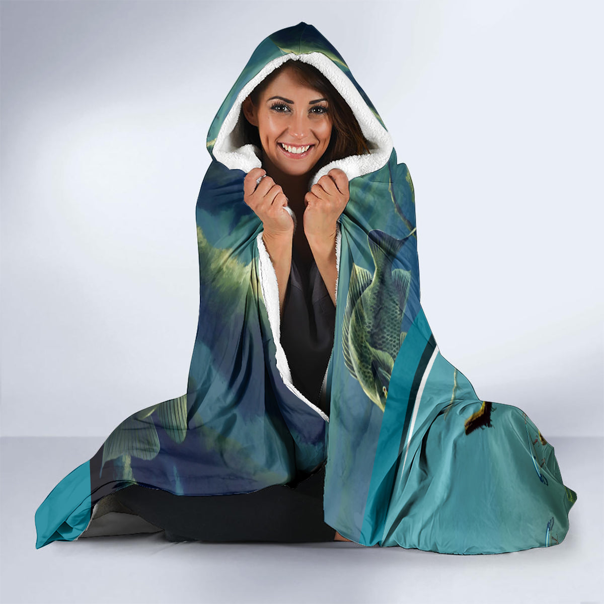 Happy Father's Day Bass Fishing Hooded Blanket Dad and Son