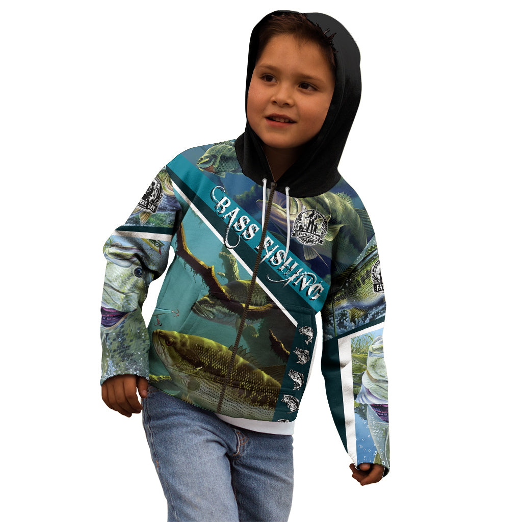 Happy Father's Day Bass Fishing Kid Hoodie Dad and Son - Wonder Print Shop