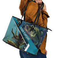 Happy Father's Day Bass Fishing Leather Tote Bag Dad and Son - Wonder Print Shop