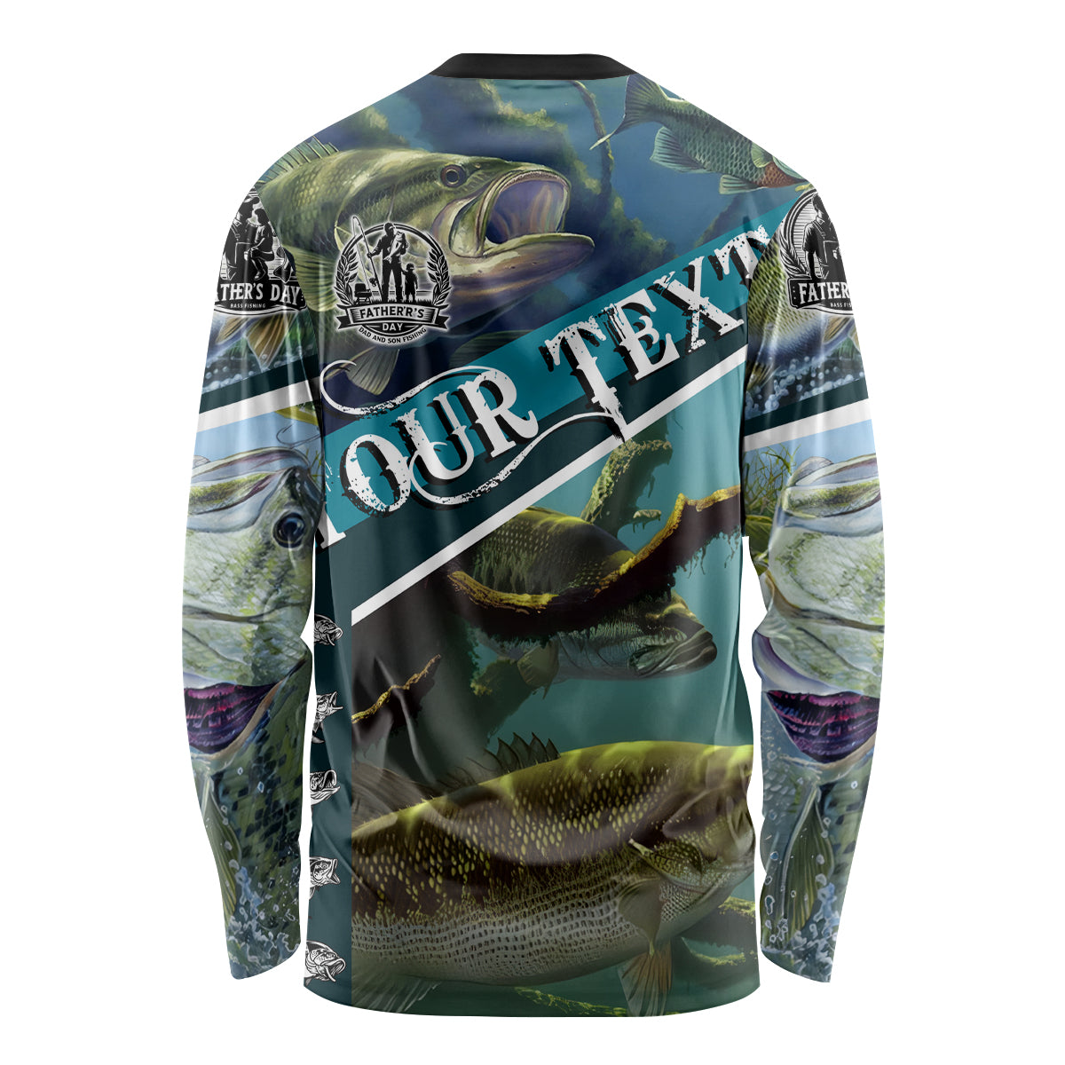 Happy Father's Day Bass Fishing Long Sleeve Shirt Dad and Son - Wonder Print Shop