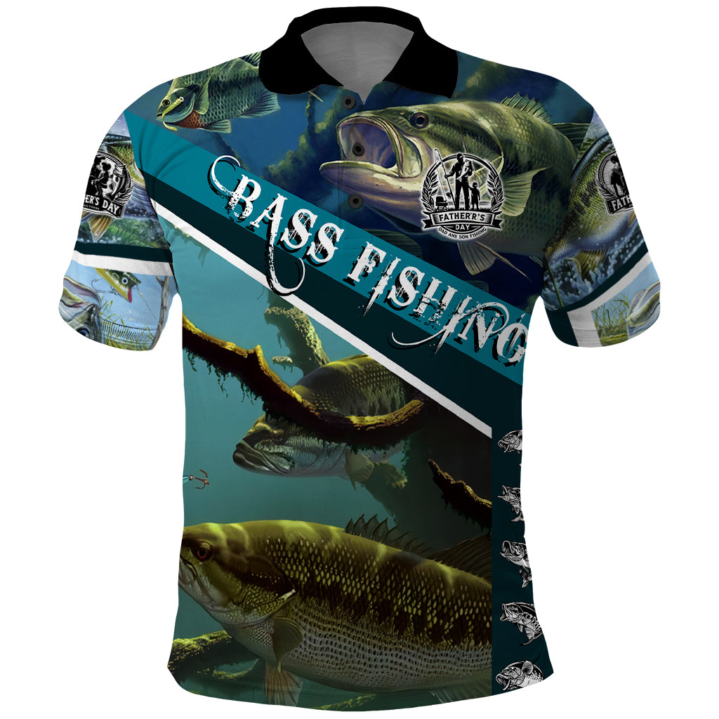Happy Father's Day Bass Fishing Polo Shirt Dad and Son - Wonder Print Shop