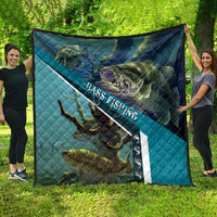 Happy Father's Day Bass Fishing Quilt Dad and Son - Wonder Print Shop