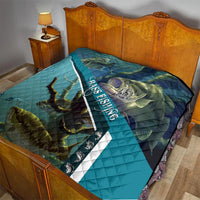 Happy Father's Day Bass Fishing Quilt Dad and Son - Wonder Print Shop