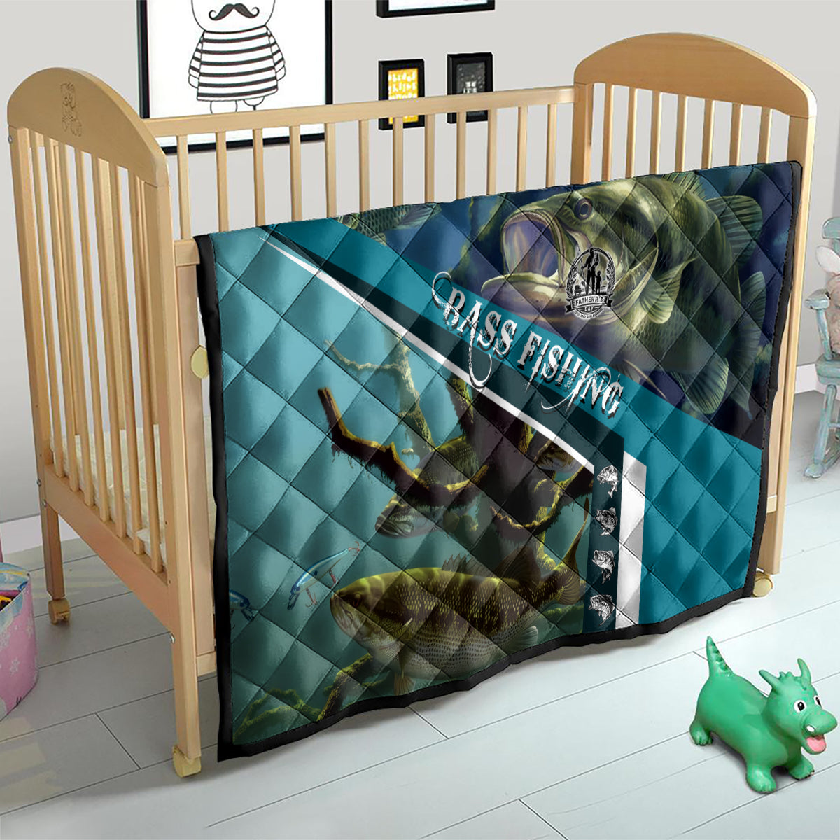 Happy Father's Day Bass Fishing Quilt Dad and Son - Wonder Print Shop