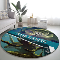 Happy Father's Day Bass Fishing Round Carpet Dad and Son