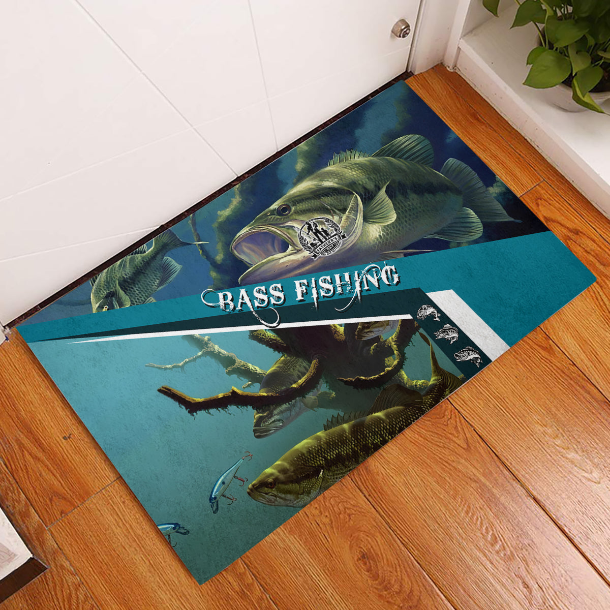 Happy Father's Day Bass Fishing Rubber Doormat Dad and Son - Wonder Print Shop