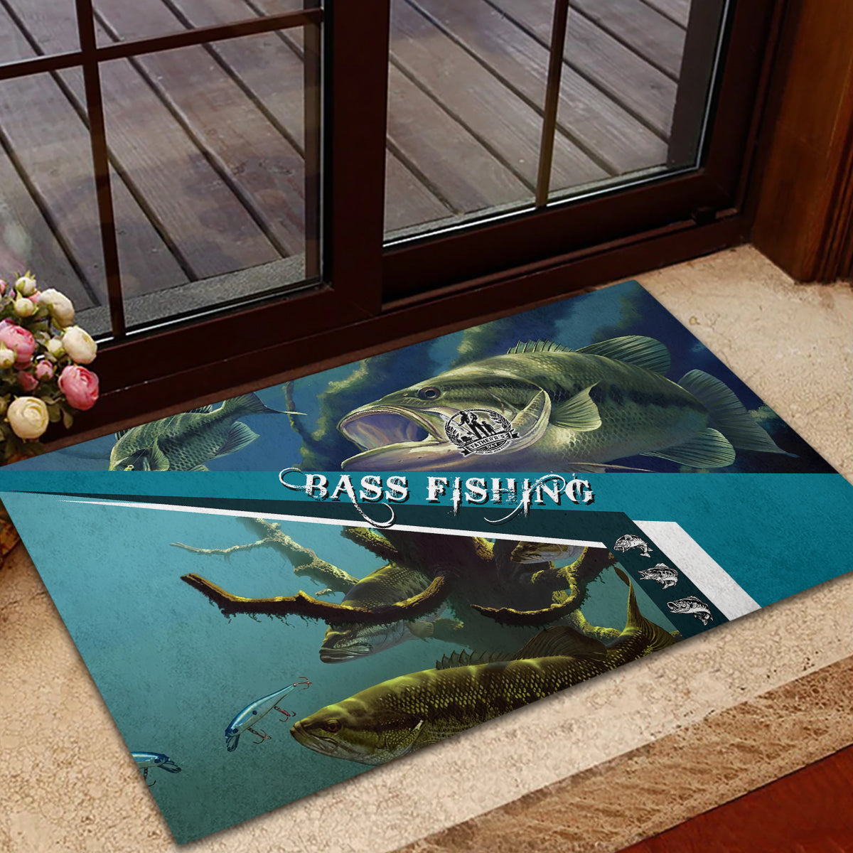 Happy Father's Day Bass Fishing Rubber Doormat Dad and Son - Wonder Print Shop