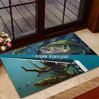 Happy Father's Day Bass Fishing Rubber Doormat Dad and Son - Wonder Print Shop