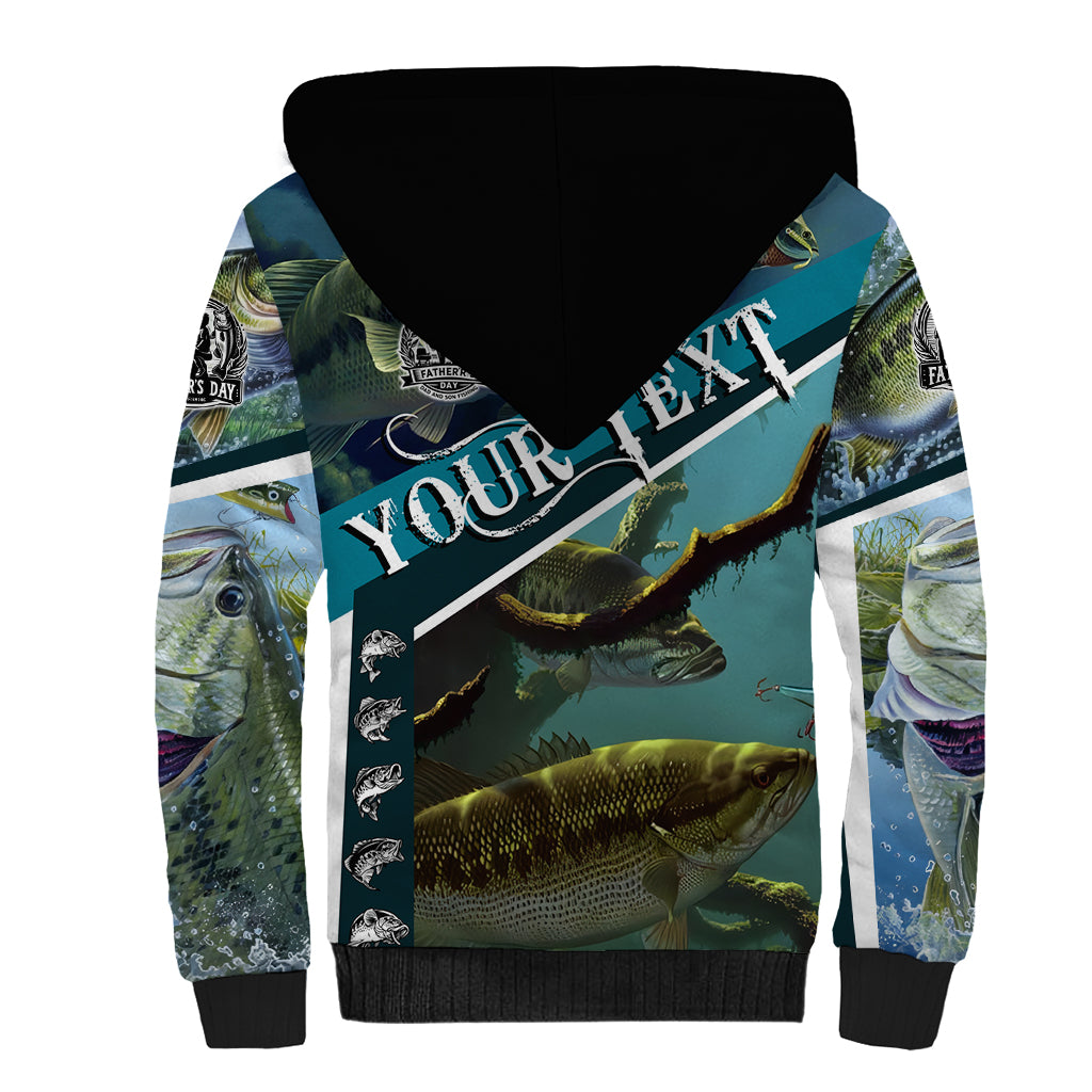 Happy Father's Day Bass Fishing Sherpa Hoodie Dad and Son - Wonder Print Shop