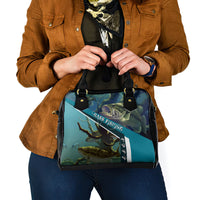 Happy Father's Day Bass Fishing Shoulder Handbag Dad and Son