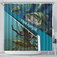 Happy Father's Day Bass Fishing Shower Curtain Dad and Son