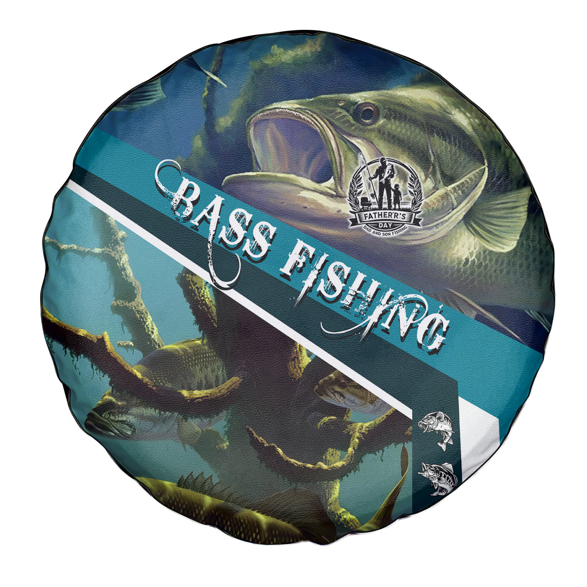 Happy Father's Day Bass Fishing Spare Tire Cover Dad and Son - Wonder Print Shop