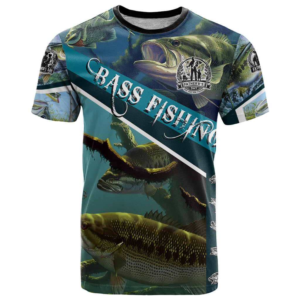 Happy Father's Day Bass Fishing T Shirt Dad and Son - Wonder Print Shop
