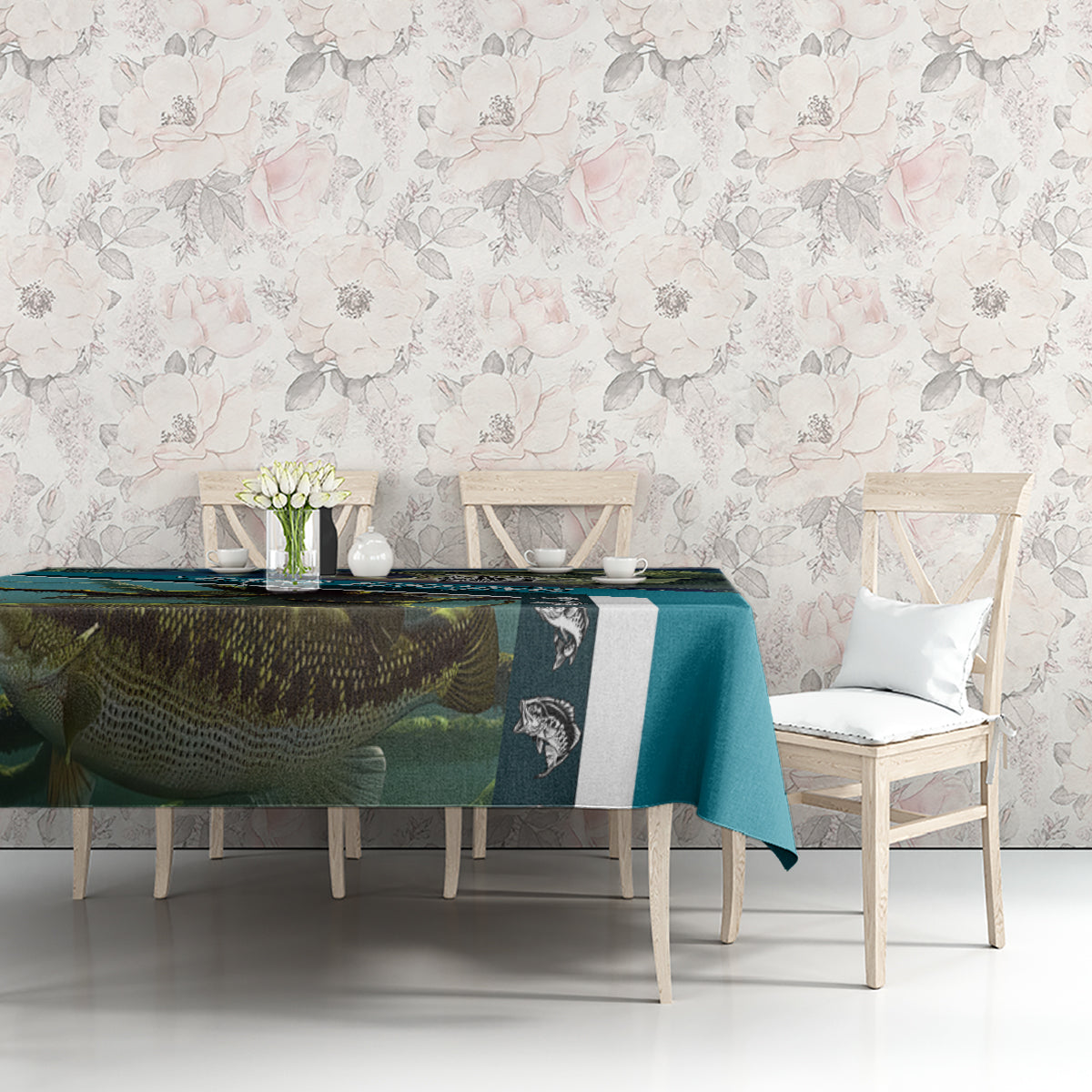 Happy Father's Day Bass Fishing Tablecloth Dad and Son - Wonder Print Shop