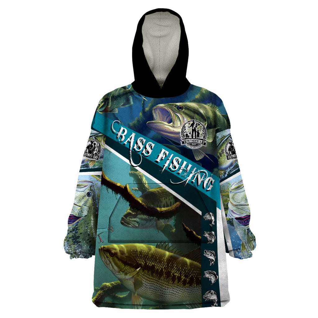 Happy Father's Day Bass Fishing Wearable Blanket Hoodie Dad and Son - Wonder Print Shop