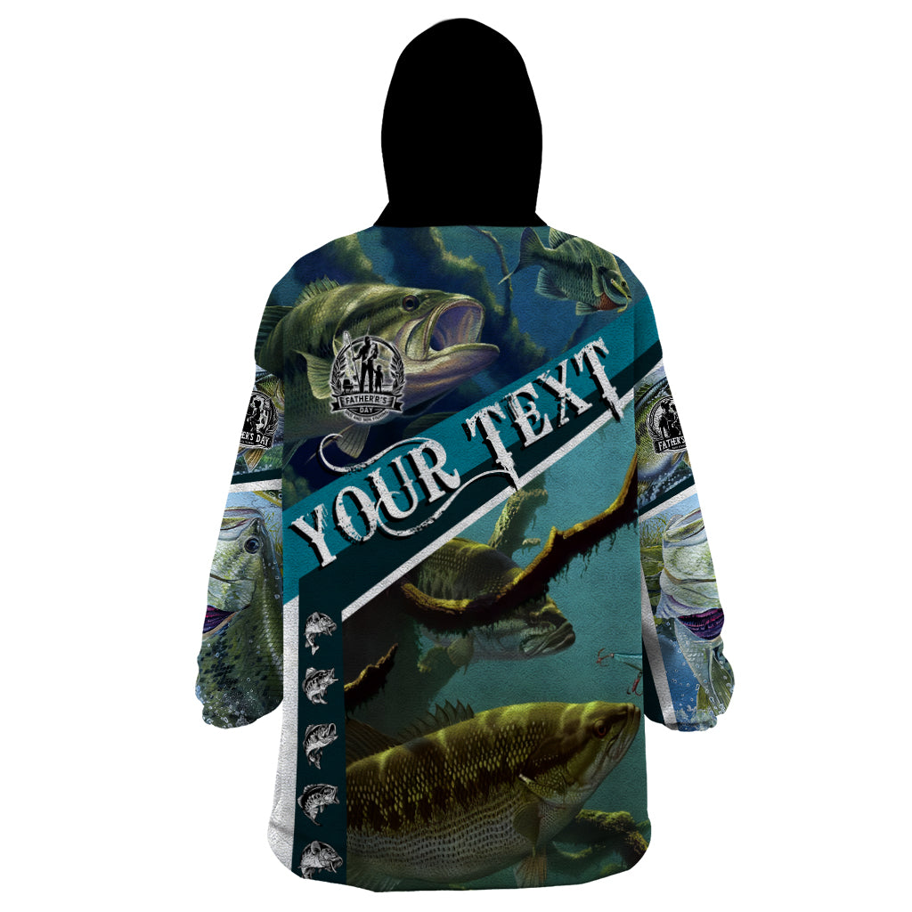 Happy Father's Day Bass Fishing Wearable Blanket Hoodie Dad and Son - Wonder Print Shop