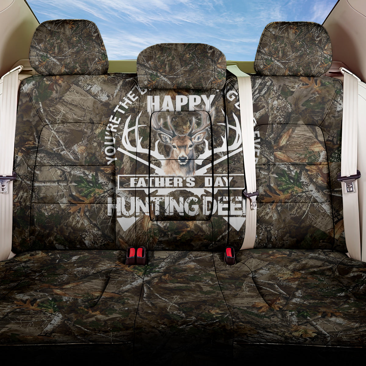 Happy Father's Day Deer Hunting Back Car Seat Cover Dad I Love You