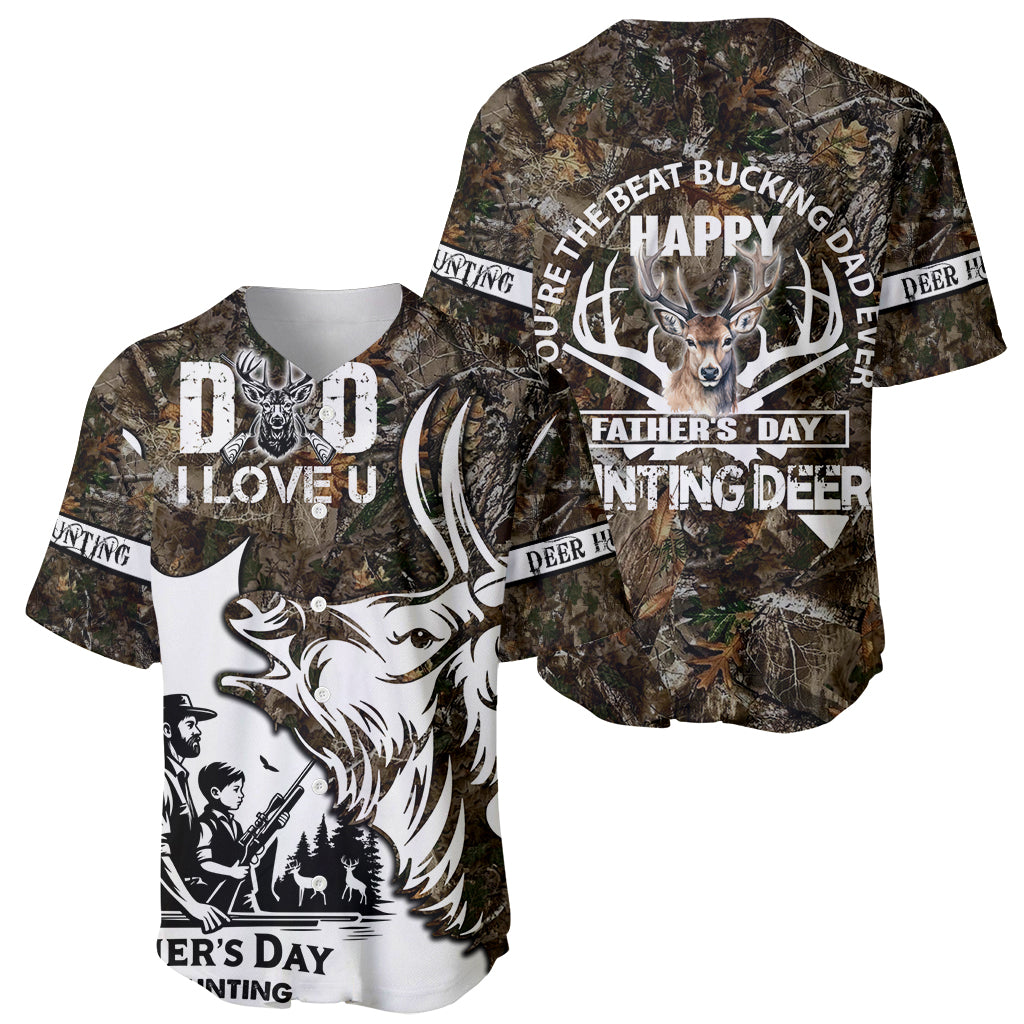 Happy Father's Day Deer Hunting Baseball Jersey Dad I Love You - Wonder Print Shop