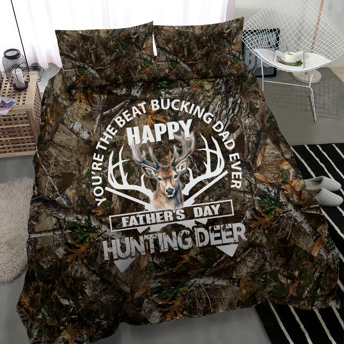 Happy Father's Day Deer Hunting Bedding Set Dad I Love You - Wonder Print Shop