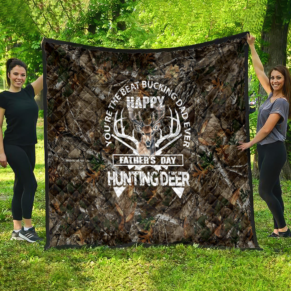 Happy Father's Day Deer Hunting Quilt Dad I Love You - Wonder Print Shop