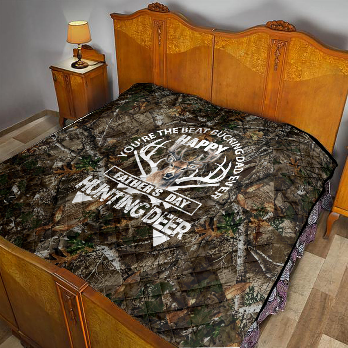 Happy Father's Day Deer Hunting Quilt Dad I Love You - Wonder Print Shop