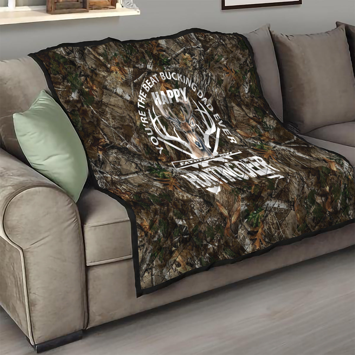 Happy Father's Day Deer Hunting Quilt Dad I Love You - Wonder Print Shop