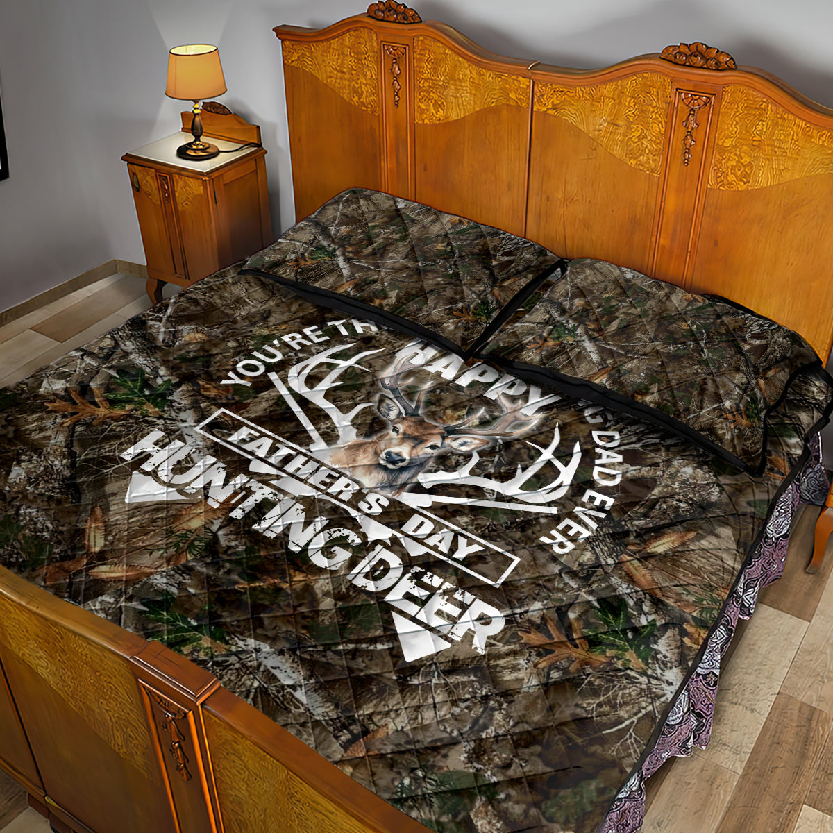 Happy Father's Day Deer Hunting Quilt Bed Set Dad I Love You - Wonder Print Shop