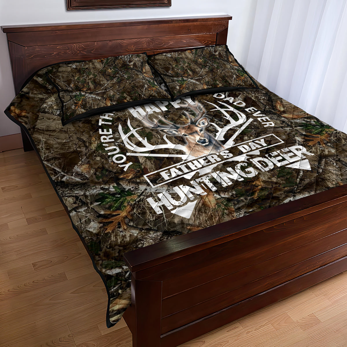 Happy Father's Day Deer Hunting Quilt Bed Set Dad I Love You - Wonder Print Shop