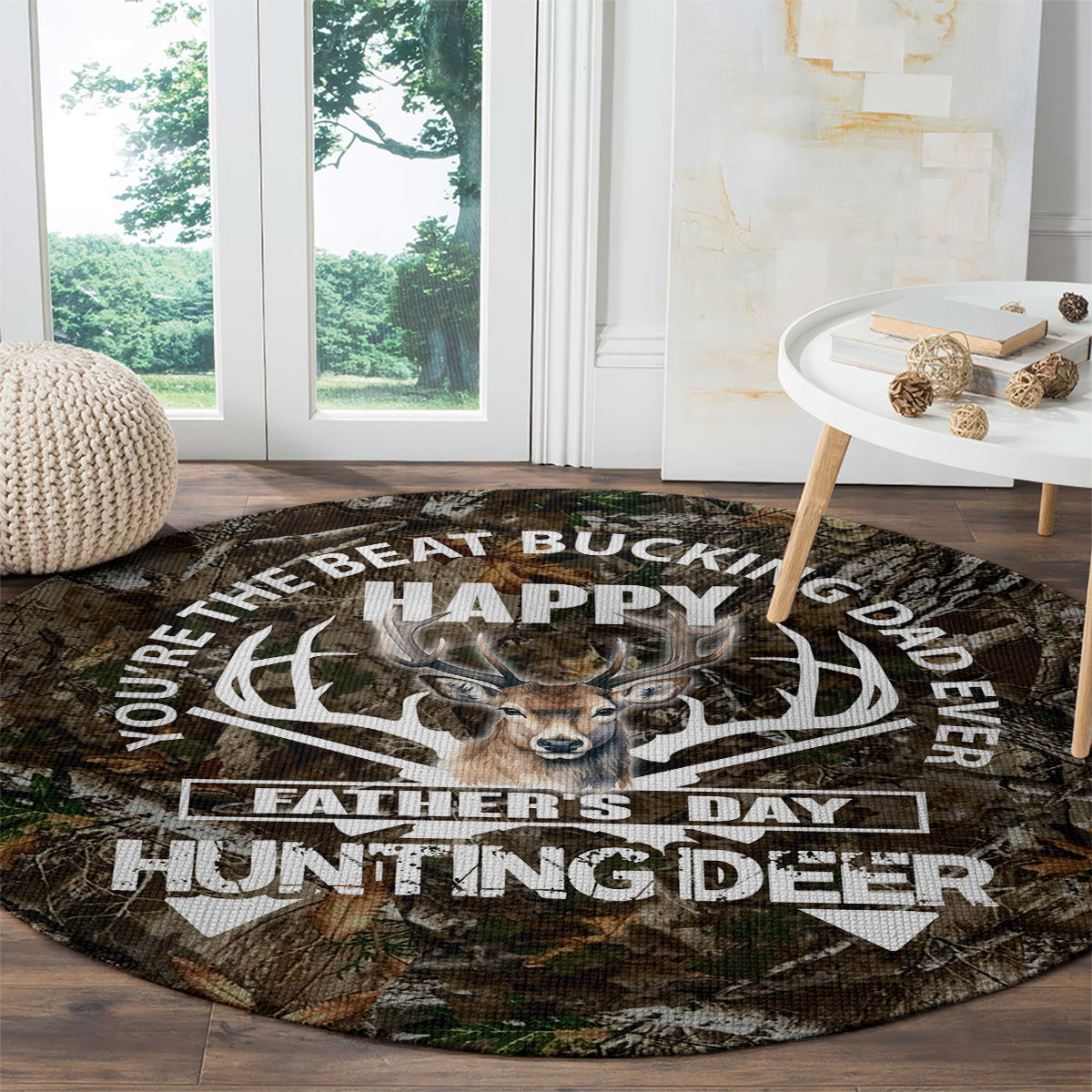 Happy Father's Day Deer Hunting Round Carpet Dad I Love You