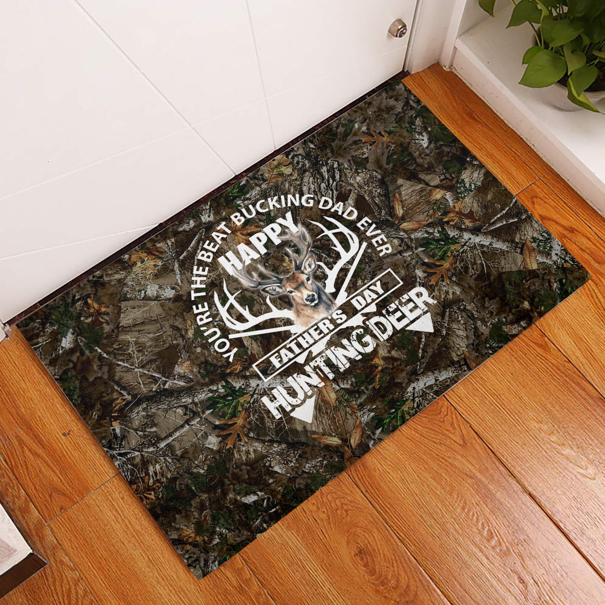 Happy Father's Day Deer Hunting Rubber Doormat Dad I Love You - Wonder Print Shop